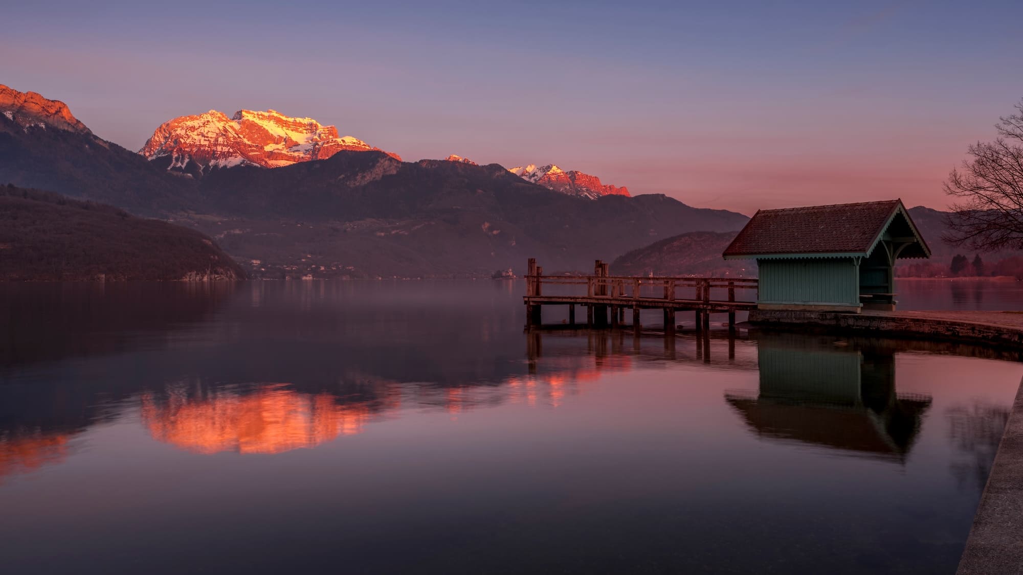 coucher de soleil région mont blanc alpes camping les îles